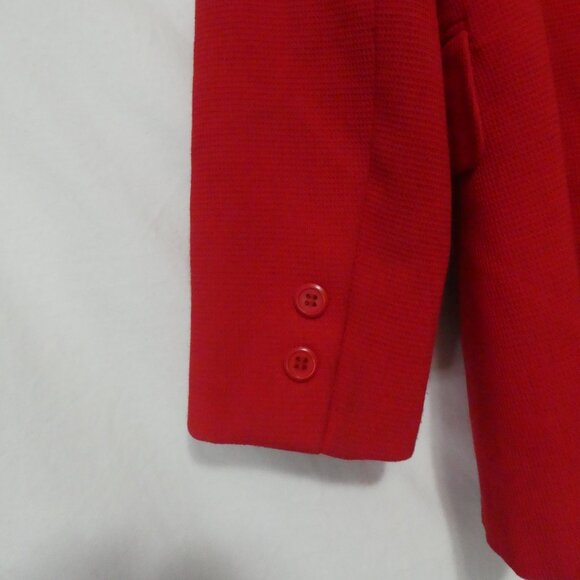 ESSENCE By THEME | small | Red Waffle Knit Textured Blazer | Faux Pockets - Picture 14 of 16